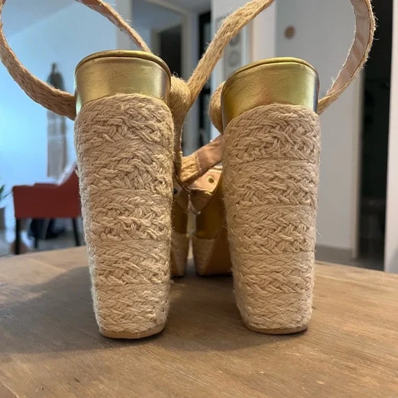 Rafia High Platform Sandals, Ankle, Sz 6.5 - Picture 8 of 8